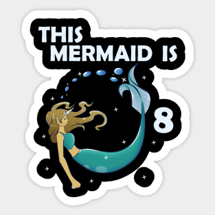 8th Birthday Mermaid Sticker